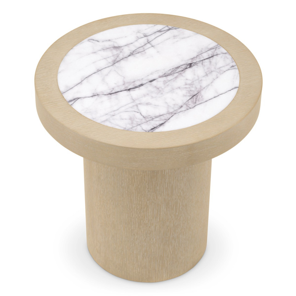 Presedio side table washed oak veneer/marble 50 cm