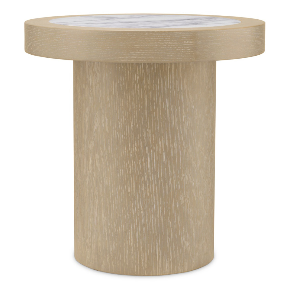 Presedio side table washed oak veneer/marble 50 cm