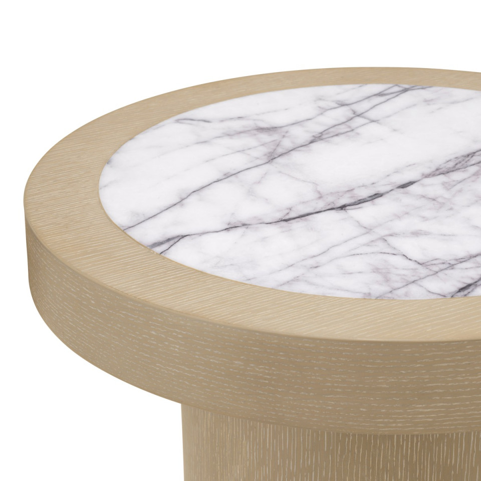 Presedio side table washed oak veneer/marble 50 cm