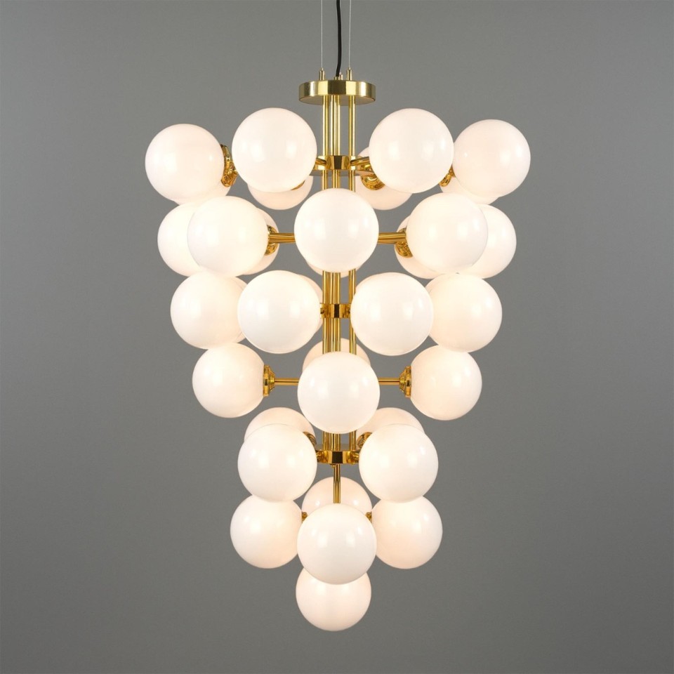 Merlot chandelier brass/opal glass 73 cm