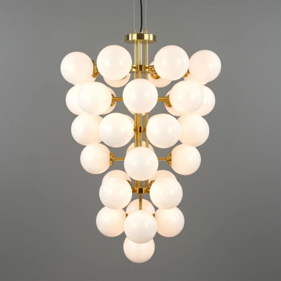 Merlot chandelier brass/opal glass 73 cm