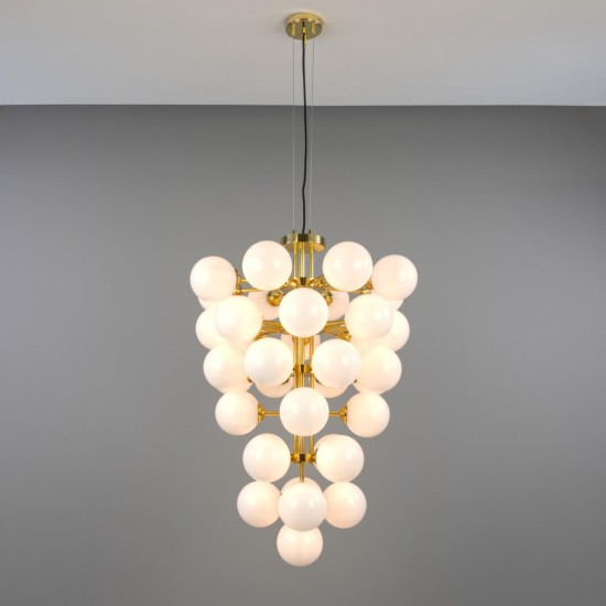 Merlot ljuskrona mässing/opalglas 73 cm