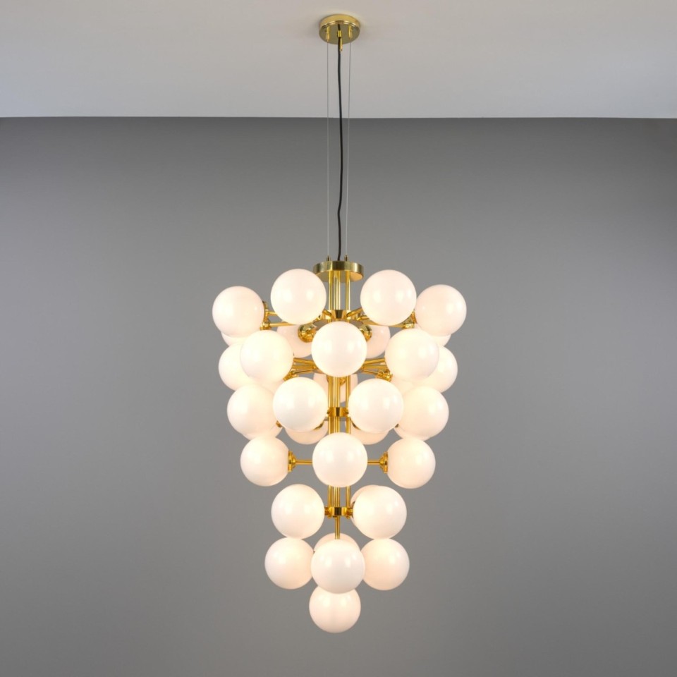 Merlot chandelier brass/opal glass 73 cm