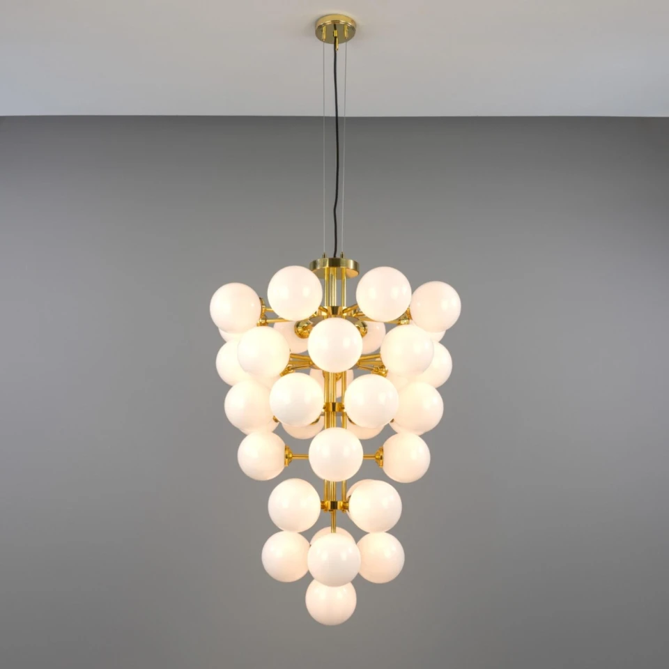 Merlot chandelier brass/opal glass 73 cm