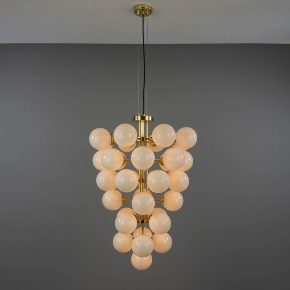 Merlot chandelier brass/opal glass 73 cm