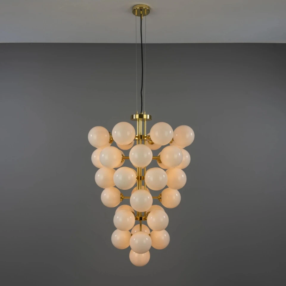 Merlot chandelier brass/opal glass 73 cm