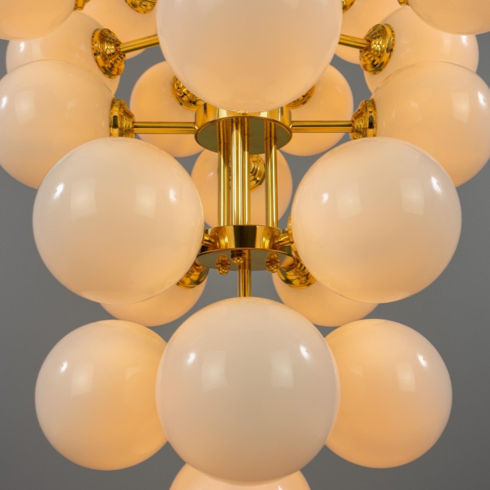 Merlot chandelier brass/opal glass 73 cm