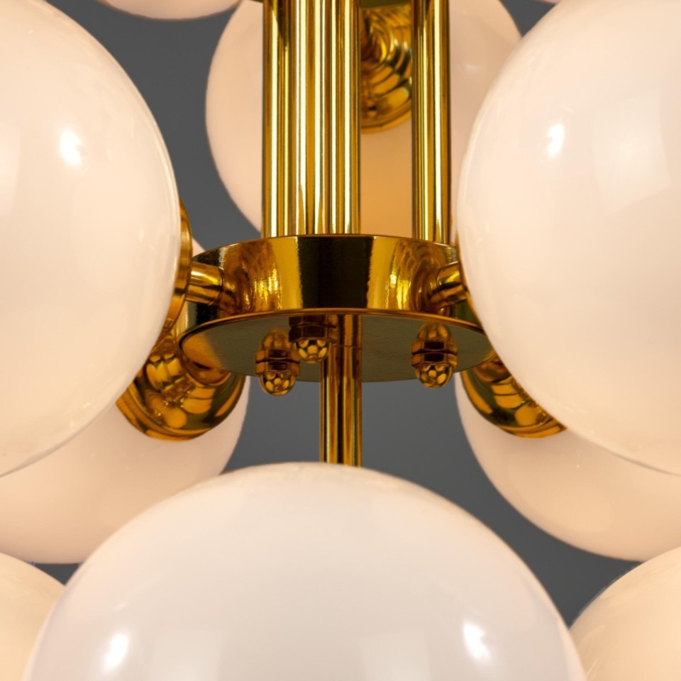 Merlot chandelier brass/opal glass 73 cm