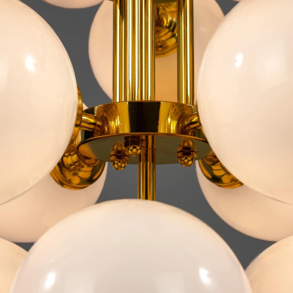 Merlot chandelier brass/opal glass 73 cm