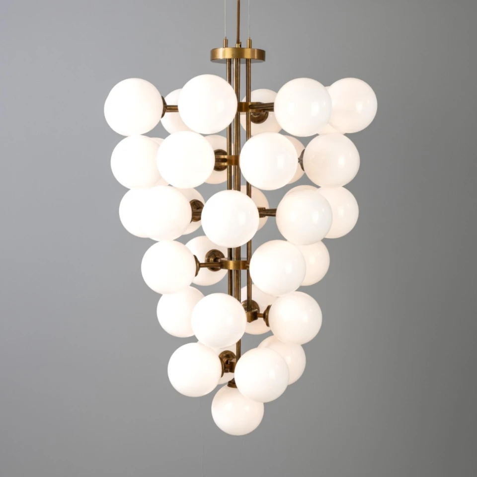 Merlot chandelier brass/opal glass 73 cm