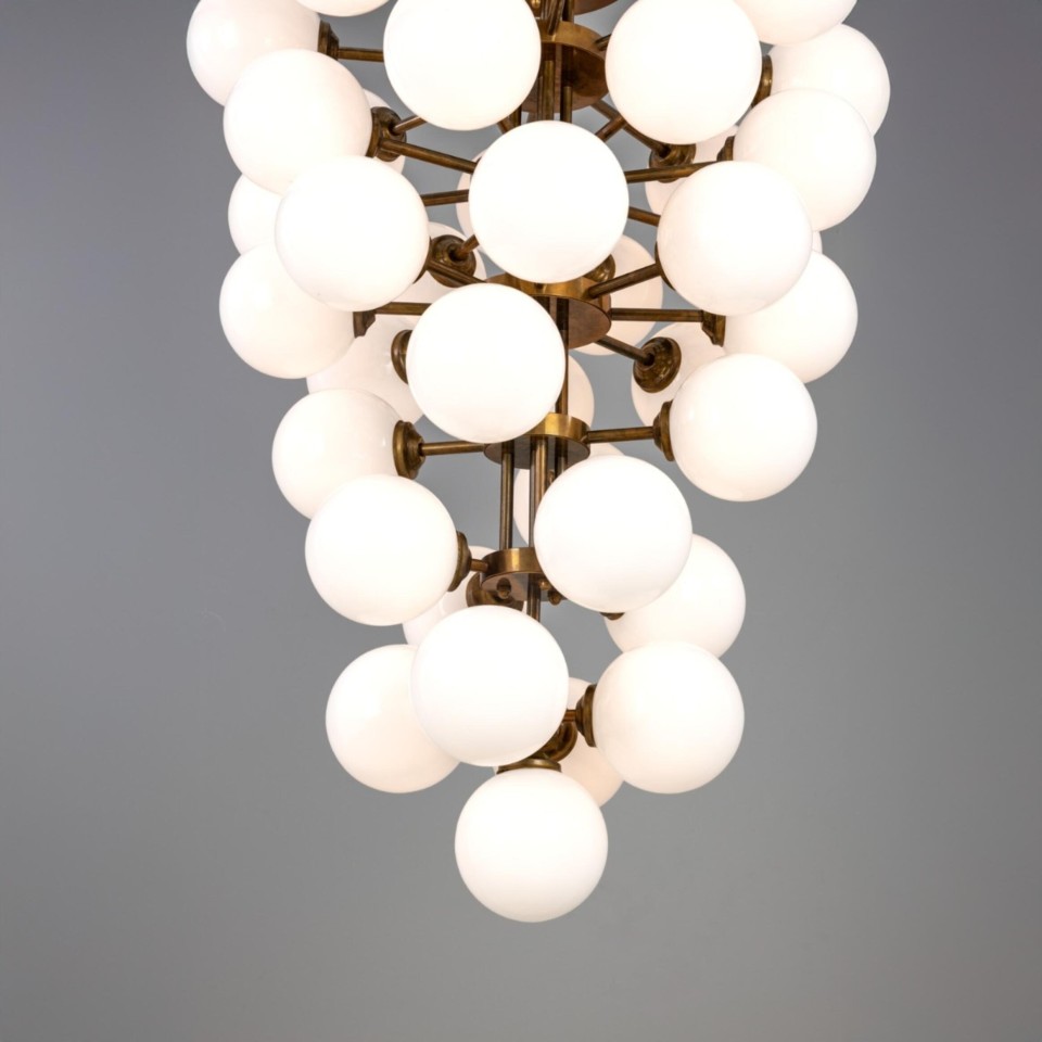 Merlot chandelier brass/opal glass 73 cm