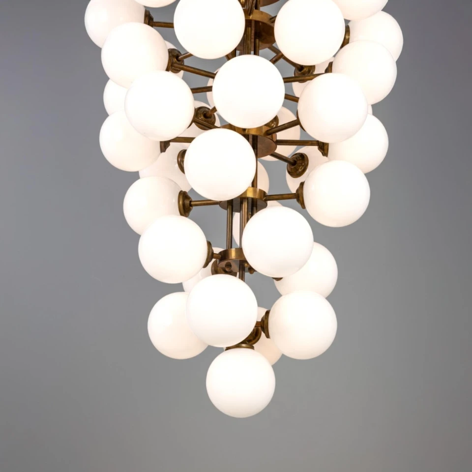 Merlot chandelier brass/opal glass 73 cm