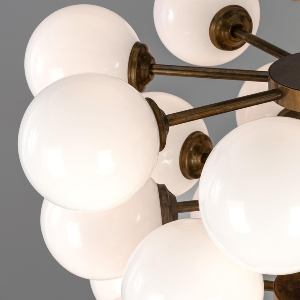 Merlot chandelier brass/opal glass 73 cm