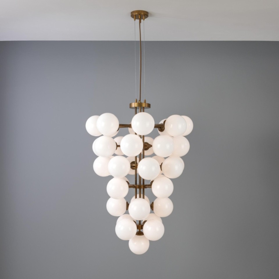 Merlot chandelier brass/opal glass 73 cm