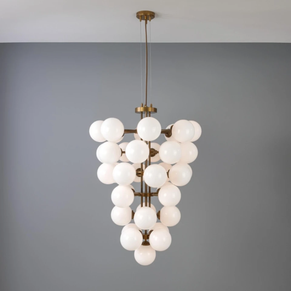 Merlot chandelier brass/opal glass 73 cm