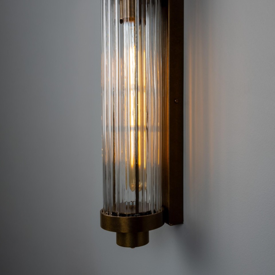 Louise double bathroom wall light brass/clear glass 88 cm IP44