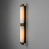 Louise dubbel badrumsvägglampa mässing/opalglas 88 cm IP44