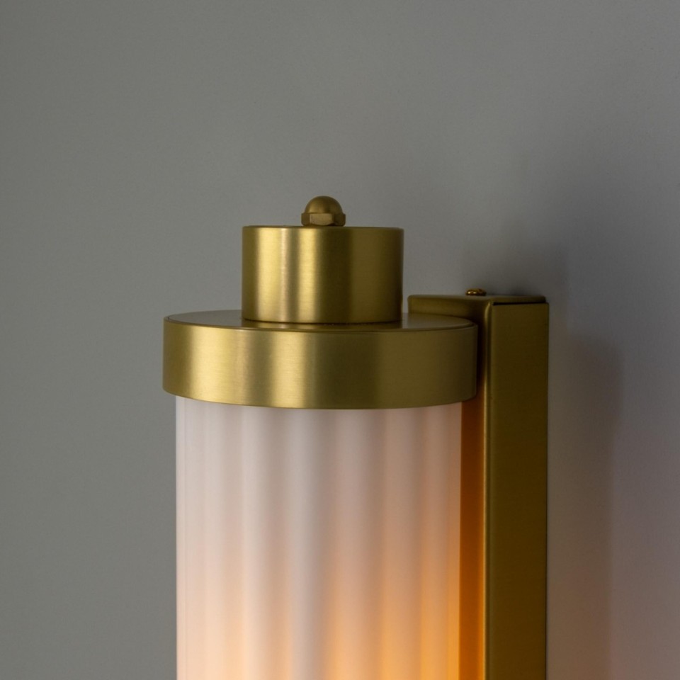 Louise double bathroom wall light brass/opal glass 88 cm IP44