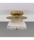 Eclipse flush ceiling light brass/prismatic glass 20 cm