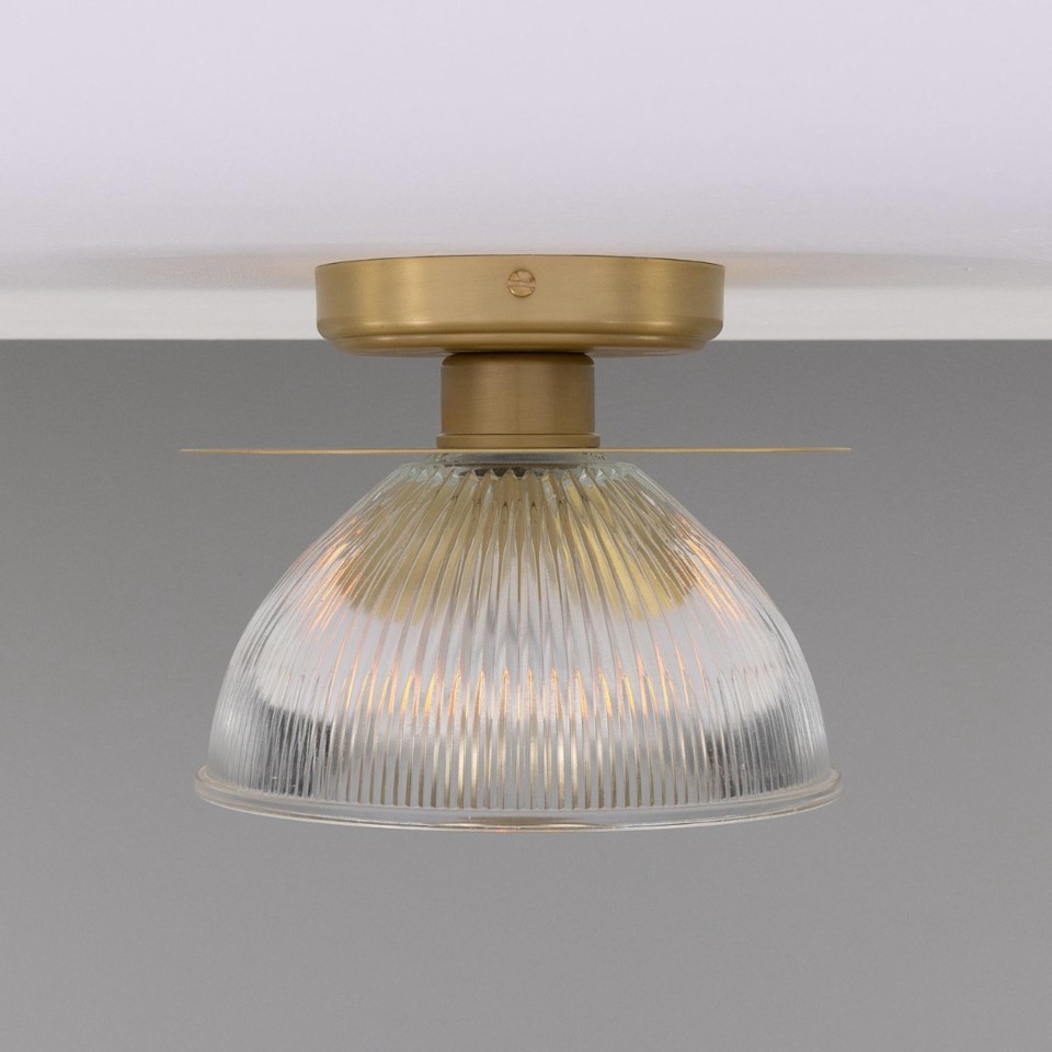 Eclipse flush ceiling light brass/prismatic glass 20 cm