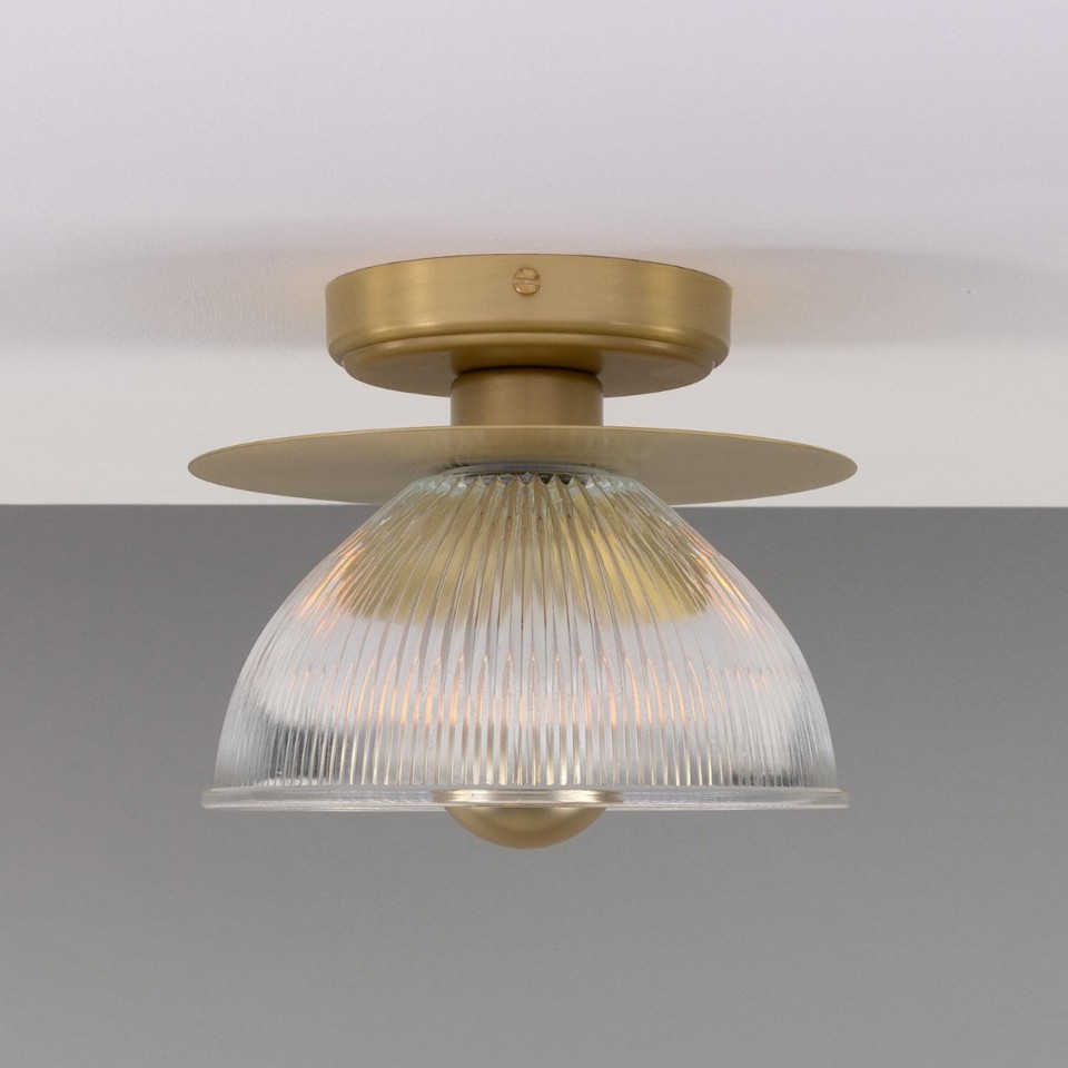 Eclipse flush ceiling light brass/prismatic glass 20 cm