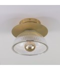 Eclipse flush ceiling light brass/prismatic glass 20 cm