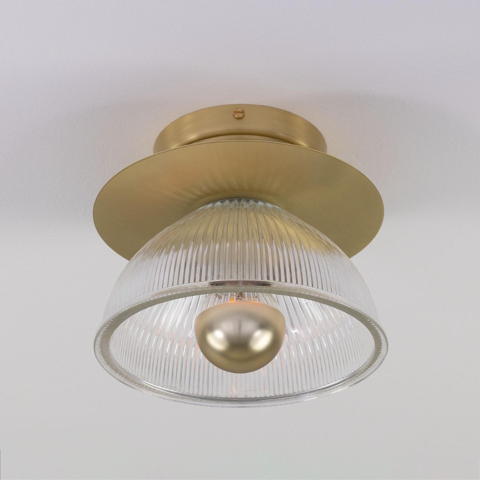 Eclipse flush ceiling light brass/prismatic glass 20 cm