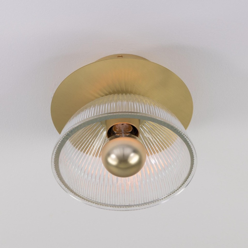 Eclipse flush ceiling light brass/prismatic glass 20 cm