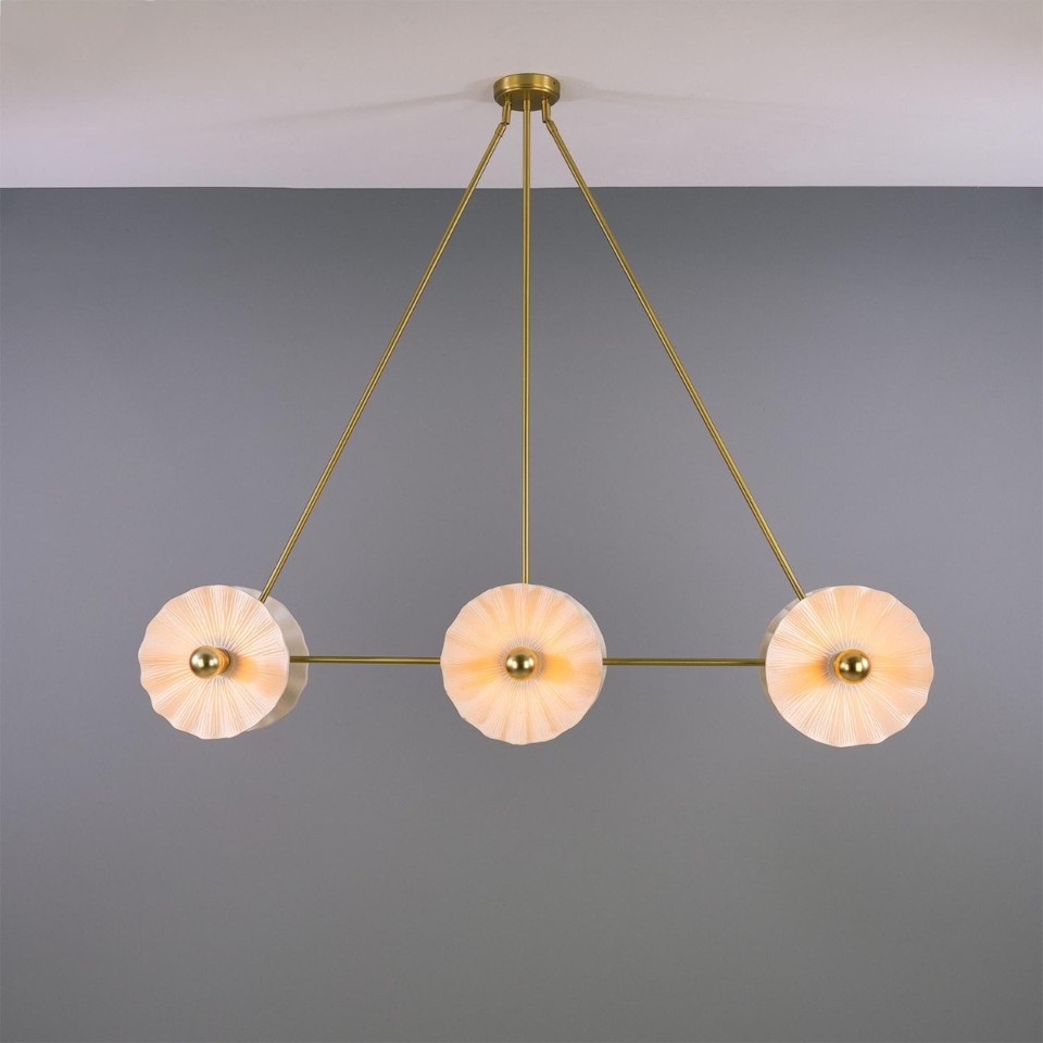 Eclipse Kapok 6-ljus ljuskrona i mässing/matt vit keramik 140 cm