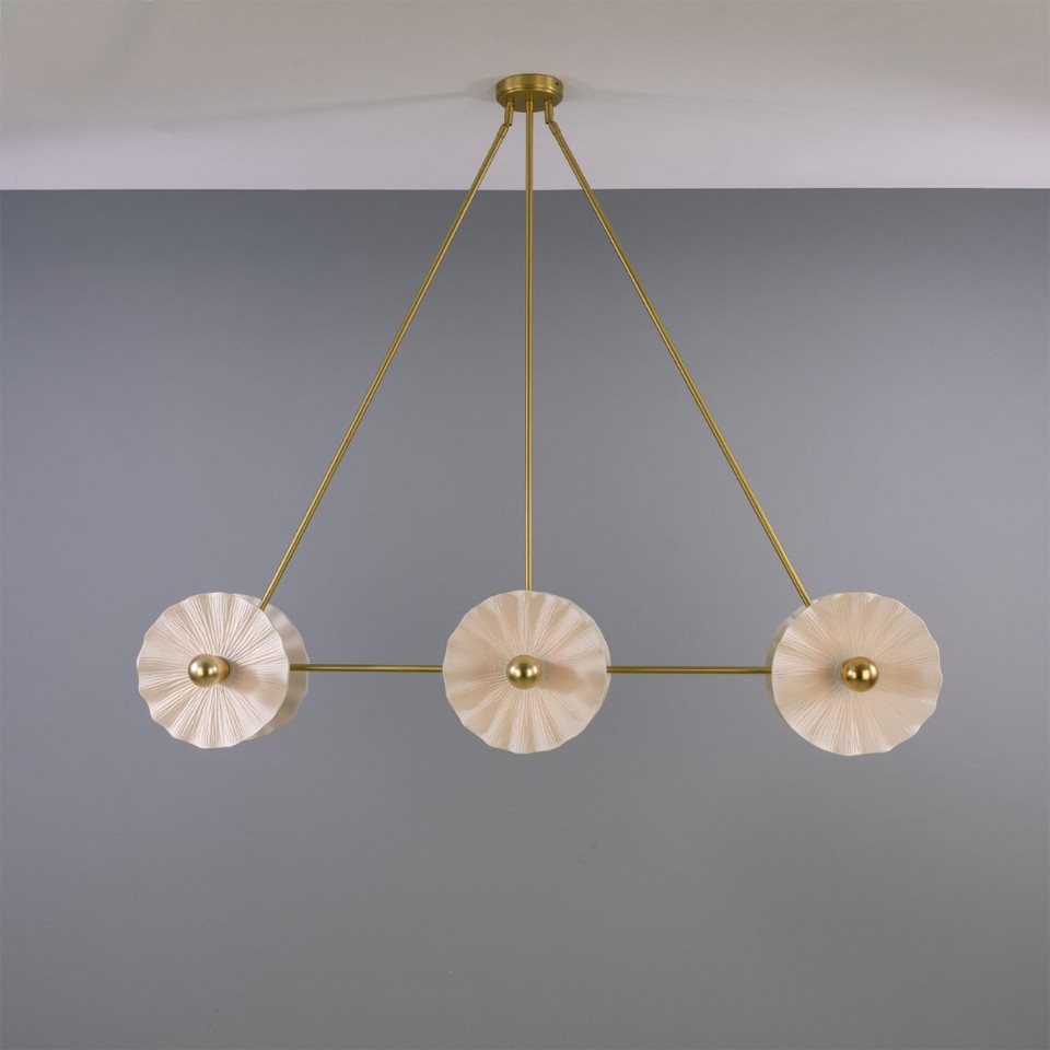 Eclipse Kapok 6-ljus ljuskrona i mässing/matt vit keramik 140 cm