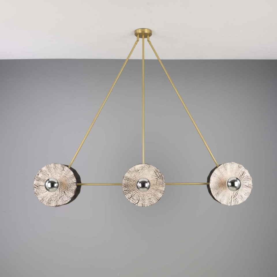 Eclipse Kapok 6-lampors ljuskrona i mässing/svart lera keramik 140 cm