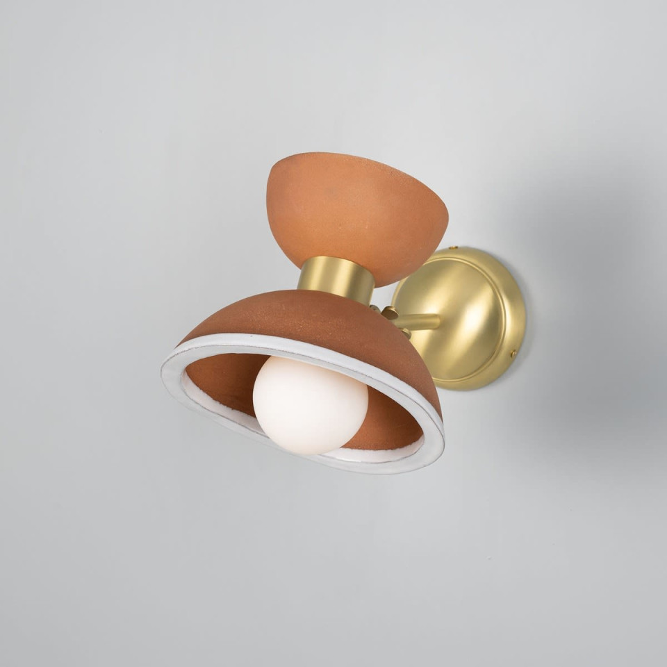 Nakaii Wall Light Terracotta White Ceramic/Brass 24cm
