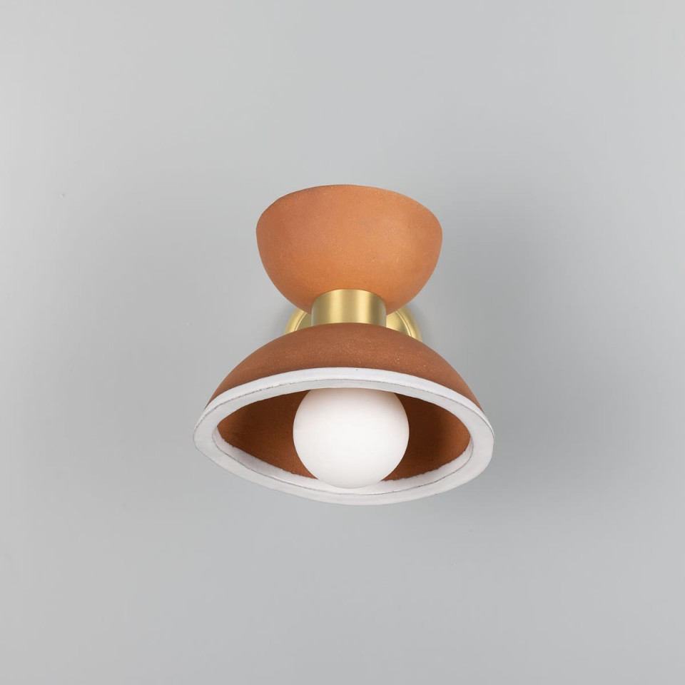 Nakaii Wall Light Terracotta White Ceramic/Brass 24cm