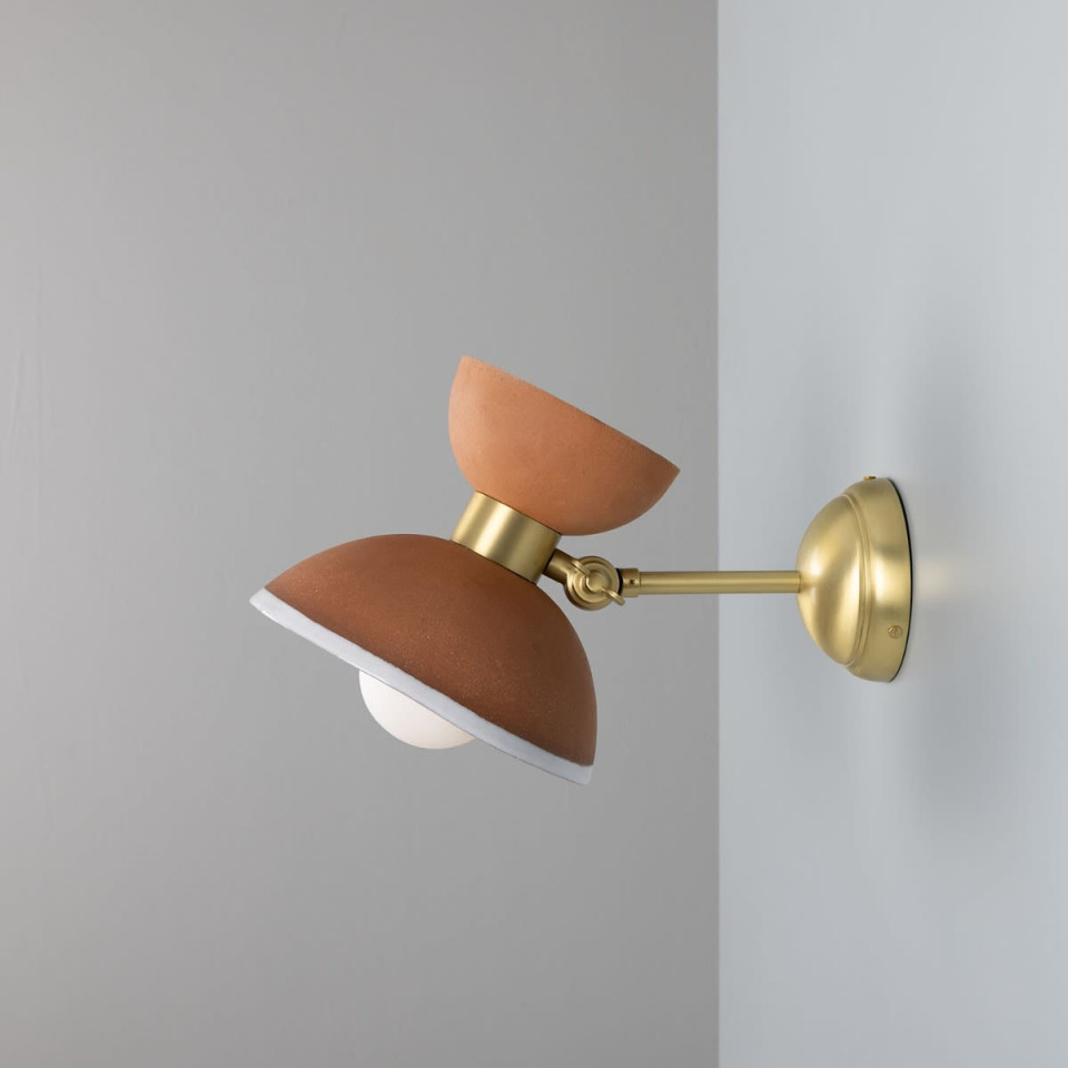 Nakaii Wall Light Terracotta White Ceramic/Brass 24cm