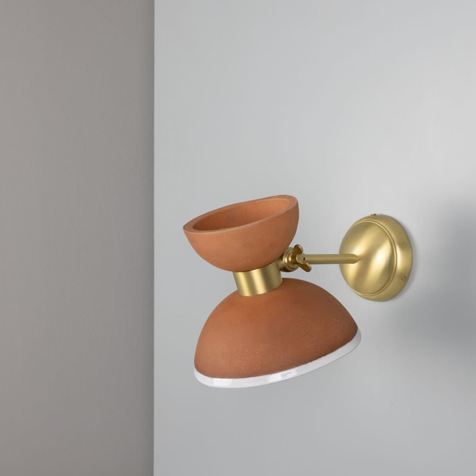 Nakaii Wall Light Terracotta White Ceramic/Brass 24cm