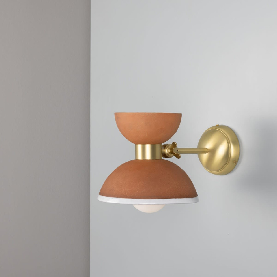 Nakaii Wall Light Terracotta White Ceramic/Brass 24cm