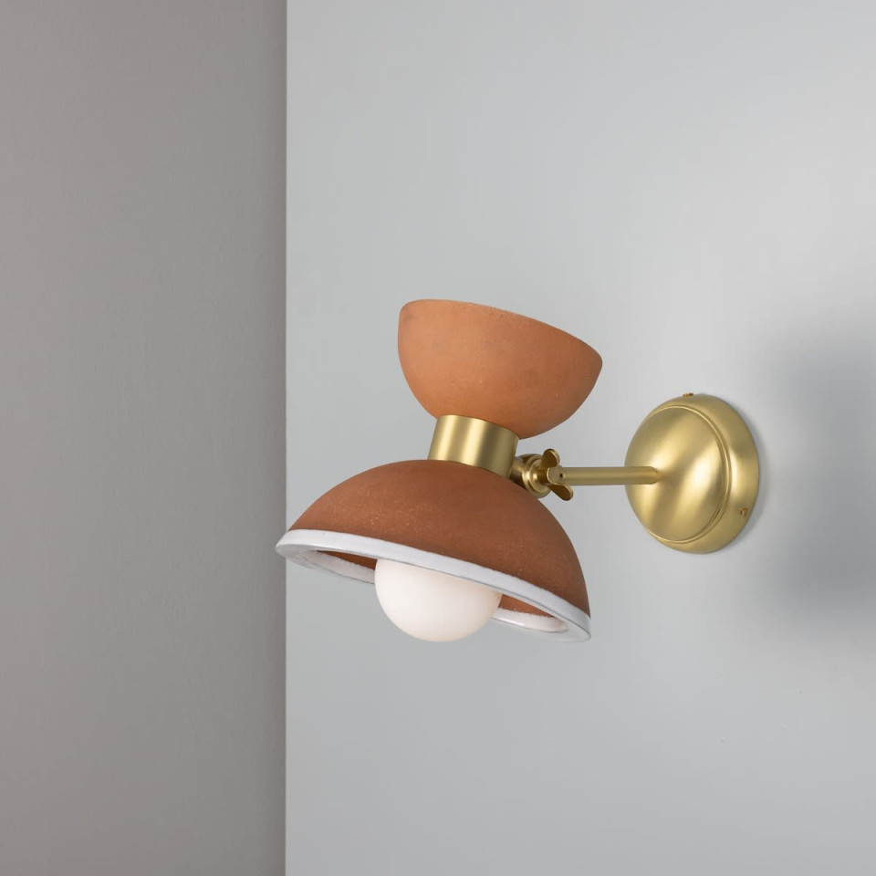 Nakaii Wall Light Terracotta White Ceramic/Brass 24cm