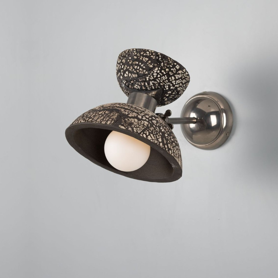 Nakaii Wall Light Black Ceramic/Brass 24cm Mullan Lighting Nakaii Wall Light Black Ceramic/Brass 24cm