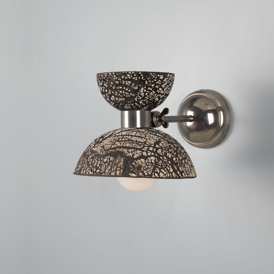 Nakaii Wall Light Black Ceramic/Brass 24cm Mullan Lighting Nakaii Wall Light Black Ceramic/Brass 24cm
