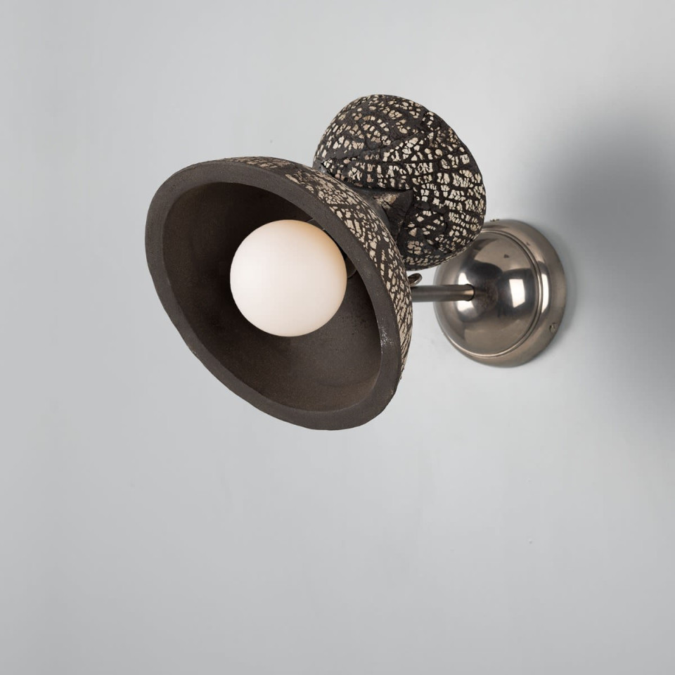 Nakaii Wall Light Black Ceramic/Brass 24cm Mullan Lighting Nakaii Wall Light Black Ceramic/Brass 24cm