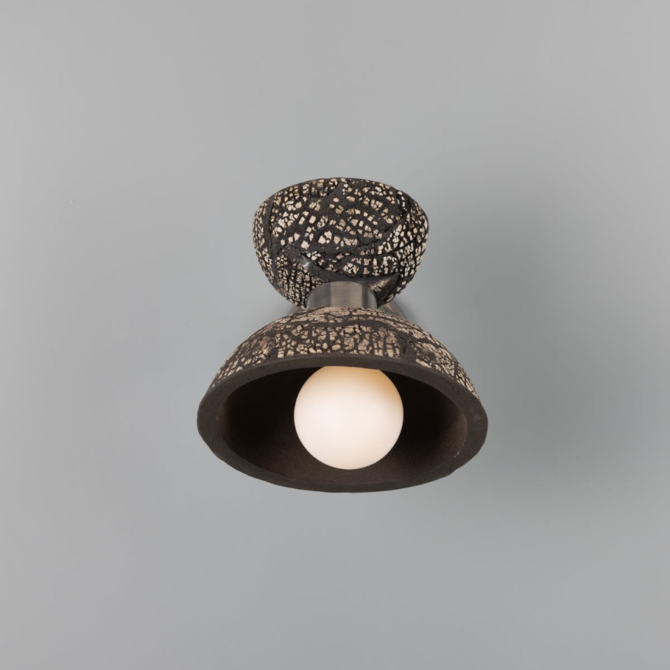 Nakaii Wall Light Black Ceramic/Brass 24cm Mullan Lighting Nakaii Wall Light Black Ceramic/Brass 24cm