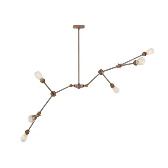 Ottawa 6-Lt Chandelier Brass 90-145 cm
