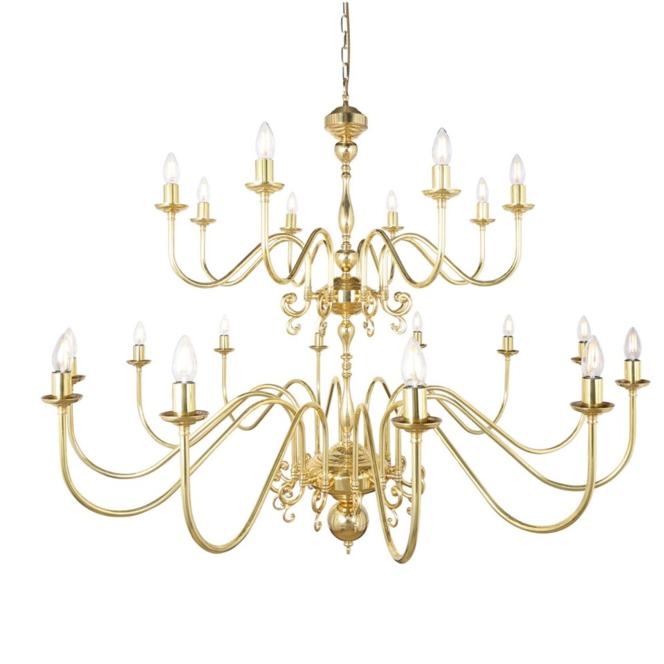 Flemish 20-lt chandelier brass 130 cm