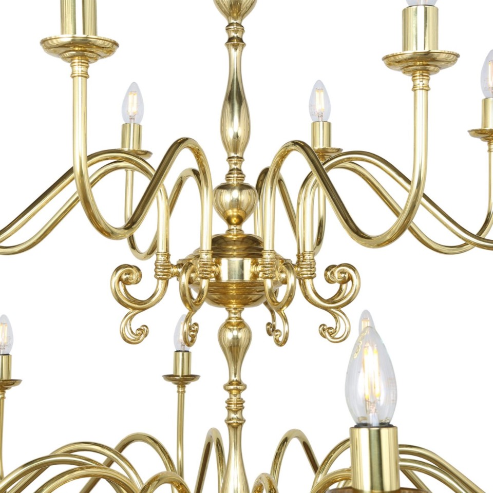 Flemish 20-lt chandelier brass 130 cm