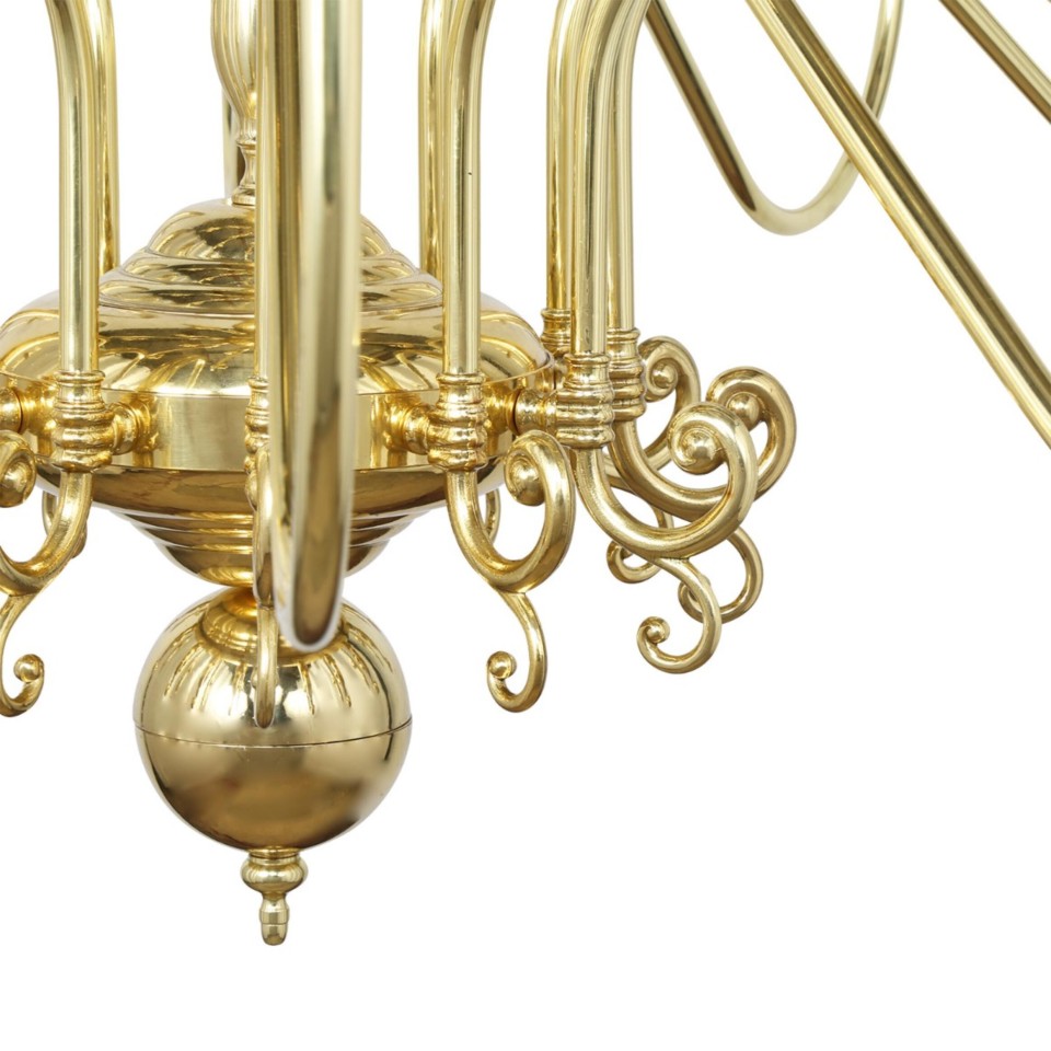 Flemish 20-lt chandelier brass 130 cm