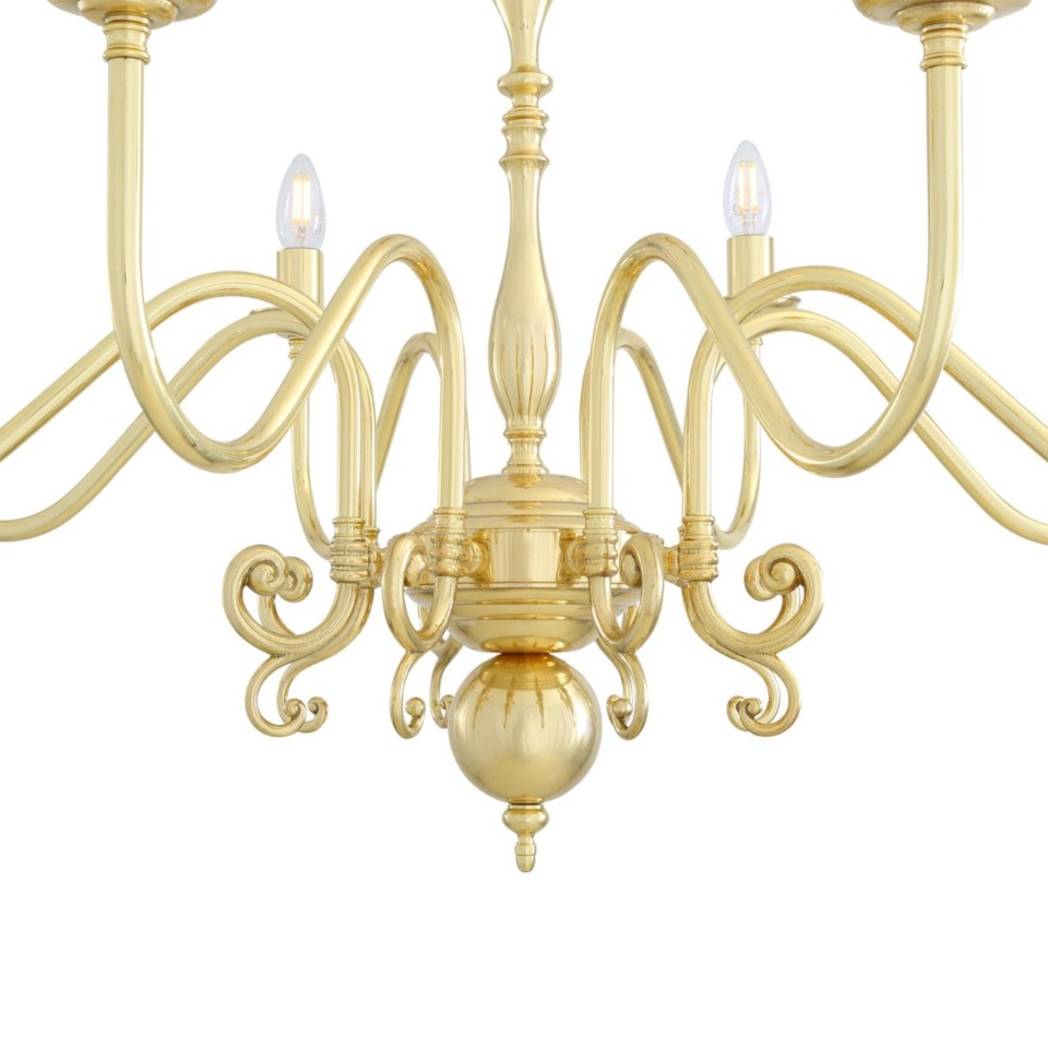 Flemish 8-lt chandelier brass 87 cm