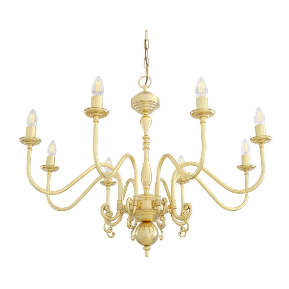 Flemish 8-lt chandelier brass 87 cm