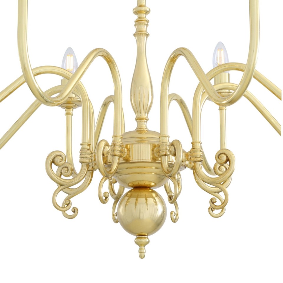 Flemish 8-lt chandelier brass 87 cm