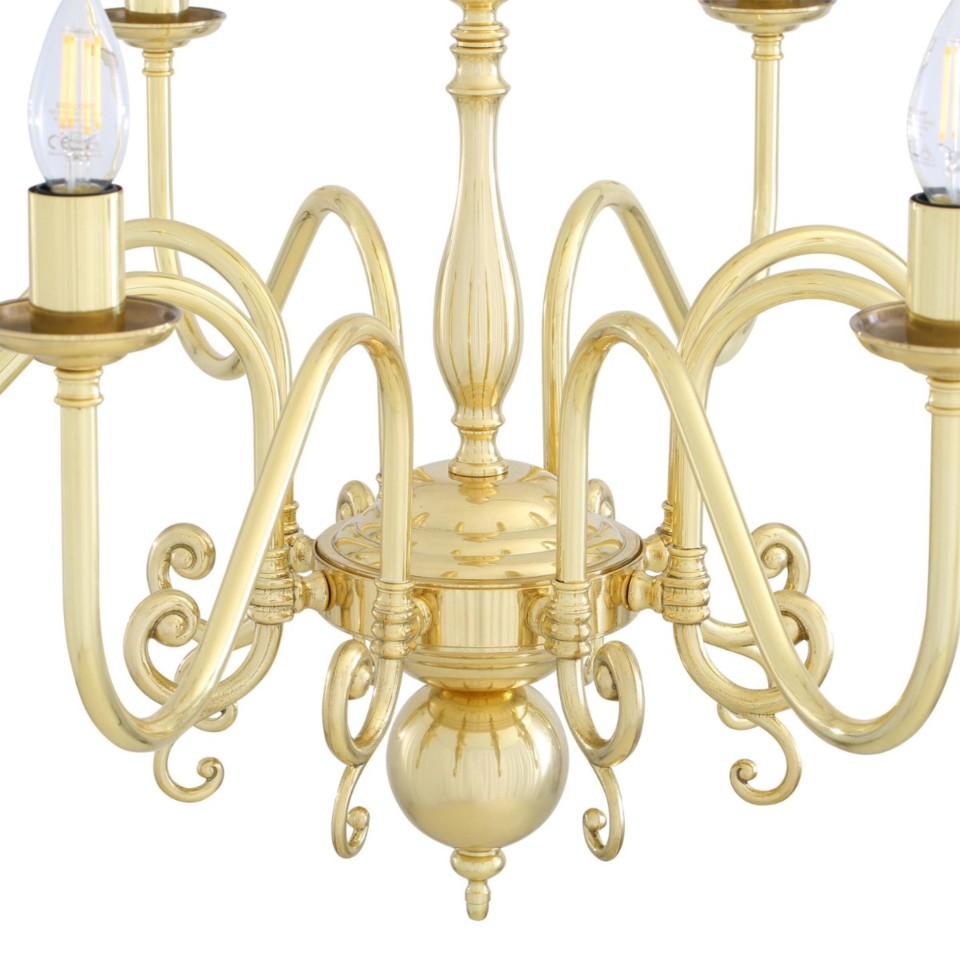 Flemish 8-lt chandelier brass 87 cm