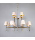 California 12-Lt kristallkrona mässing/tyg 127 cm Mullan Lighting California 12-Lt kristallkrona mässing/tyg 127 cm
